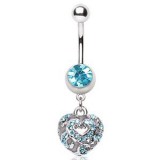 Piercing nombril coeur 18 - Multistrass bleu-clair