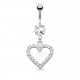 Piercing nombril coeur 14 - Gris Love