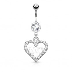 Piercing nombril coeur 14 - Gris Love