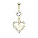 Piercing nombril coeur 14 - Jaune Love
