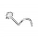 Piercing nez courbé 0.8 ou 1mm 12 - Cristal rond transparent