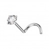 Piercing nez courbé 0.8 ou 1mm 12 - Cristal rond transparent