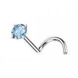 Piercing nez courbé 0.8mm 12 - Cristal rond bleu-clair