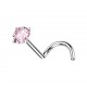 Piercing nez courbé 0.8mm 12 - Cristal rond rose