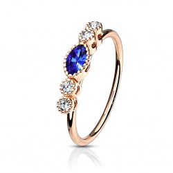 Anneau 0.8mm 36 - Rose gem bleu