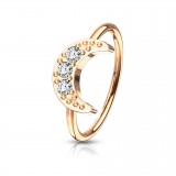 Anneau 0.8mm 39 - Rose lune trois cristaux