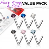 Lot de piercings nez 1mm 04 - Courbes B zircone