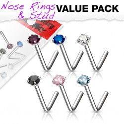 Lot de piercings nez 1mm 04 - Courbes B zircone