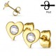 Clous en acier 52 - Coeur gold-ip strass transparent