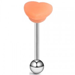 Piercing langue coquine 19 - Silicone tickler coeur orange