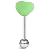 Piercing langue coquine 19 - Silicone tickler coeur vert