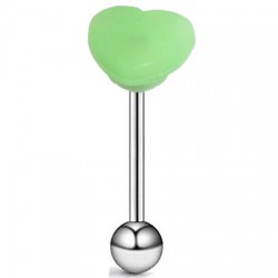 Piercing langue coquine 19 - Silicone tickler coeur vert