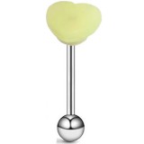 Piercing langue coquine 19 - Silicone tickler coeur jaune