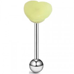 Piercing langue coquine 19 - Silicone tickler coeur jaune