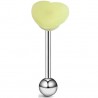 Piercing langue coquine 19 - Silicone tickler coeur jaune