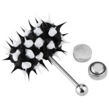 Piercing langue vibrant 03 - Silicone noir et blanc