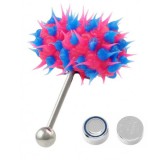 Piercing langue vibrant 04 - Silicone rose et bleu