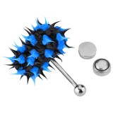 Piercing langue vibrant 05 - Silicone bleu et noir