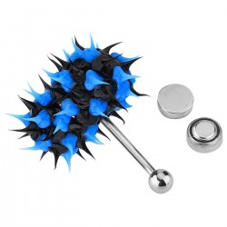 Piercing langue vibrant 05 - Silicone bleu et noir