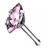 Piercing nez droit 0,8mm 90 - Gris zircone marquise rose