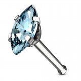 Piercing nez droit 0,8mm 90 - Gris zircone marquise bleu-clair