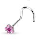 Piercing nez courbé 0.8 ou 1mm 06 - Fleur zircones roses