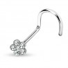 Piercing nez courbé 0.8 ou 1mm 06 - Fleur zircones transparents