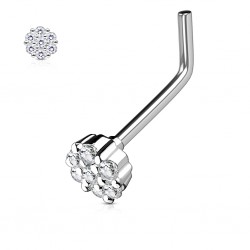 Piercing nez courbé 0.8mm 47 - Gris rond multistrass