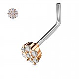 Piercing nez courbé 0.8mm 47 - Rose rond multistrass