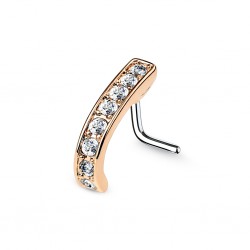 Piercing nez courbé 0.8mm 50 - Rose trait de zircones