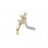 Piercing nez courbé 0.8mm 51 - Jaune deux fleurs