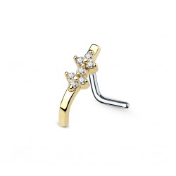 Piercing nez courbé 0.8mm 51 - Jaune deux fleurs