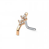 Piercing nez courbé 0.8mm 51 - Rose deux fleurs