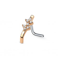 Piercing nez courbé 0.8mm 51 - Rose deux fleurs