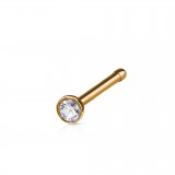 Piercing nez droit 0,8mm 09 - Rose boule plate cristal