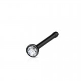 Piercing nez droit 0,8mm 09 - Noir boule plate cristal