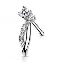 Piercing nez droit 0,8mm 03 - Gris boucle strass transparents