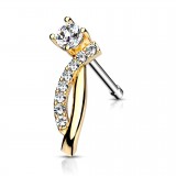 Piercing nez droit 0,8mm 03 - Jaune boucle strass transparents