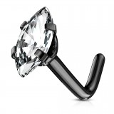 Piercing nez courbé 0.8mm 81 - Noir zircone marquise