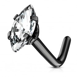 Piercing nez courbé 0.8mm 81 - Noir zircone marquise