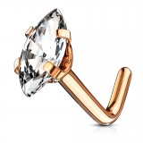Piercing nez courbé 0.8mm 81 - Rose zircone marquise
