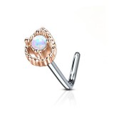 Piercing nez courbé 0.8mm 72 - Rose goutte opale