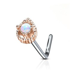 Piercing nez courbé 0.8mm 72 - Rose goutte opale