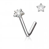 Piercing nez courbé 0.8mm 05 - Gris cristal étoile