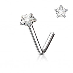Piercing nez courbé 0.8mm 05 - Gris cristal étoile