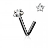 Piercing nez courbé 0.8mm 05 - Noir cristal étoile