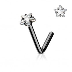 Piercing nez courbé 0.8mm 05 - Noir cristal étoile