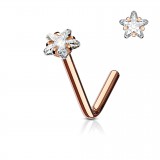 Piercing nez courbé 0.8mm 05 - Rose cristal étoile