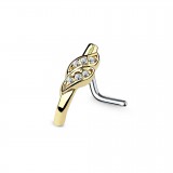 Piercing nez courbé 0.8mm 52 - Jaune deux virgules