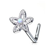 Piercing nez courbé 0.8mm 70 - Gris fleur avec opale